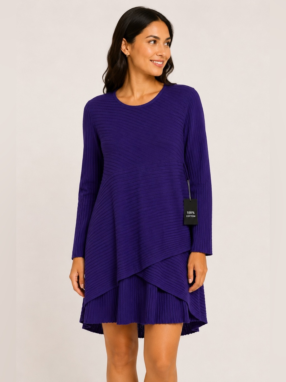 Jessica London Purple Ribbed Knit Tunic Sweater 2X New with tags